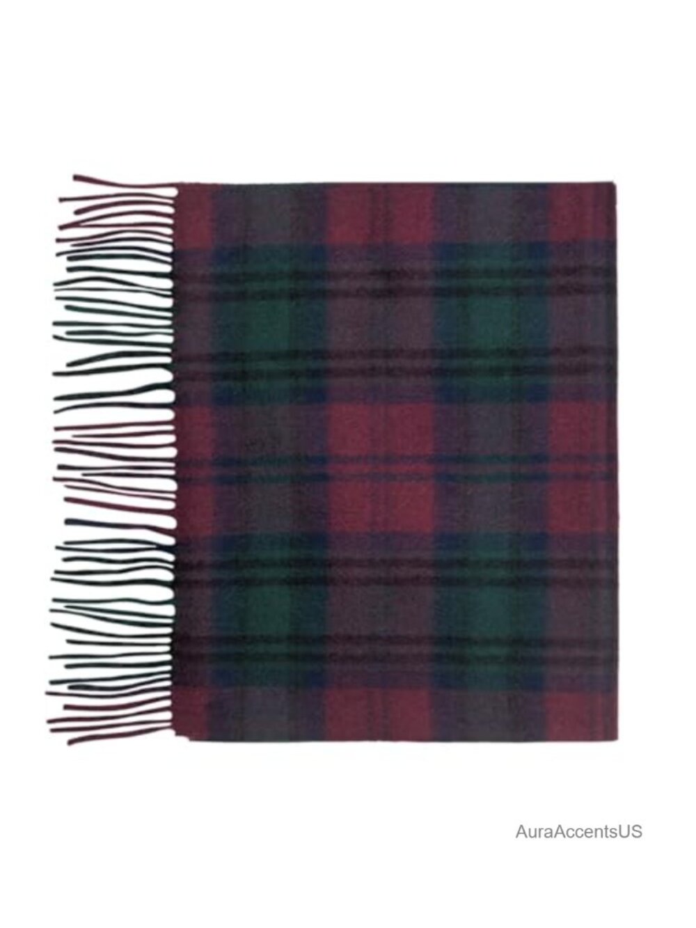 100% Cashmere Plaid Cold Weather Scarf 2 Ply Luxury Winter Wrap